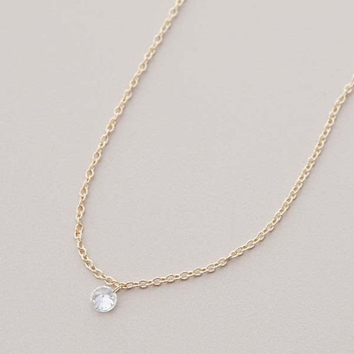 Personalized Capri Floating Diamond Necklace - 14k Solid Gold - Oak & Luna