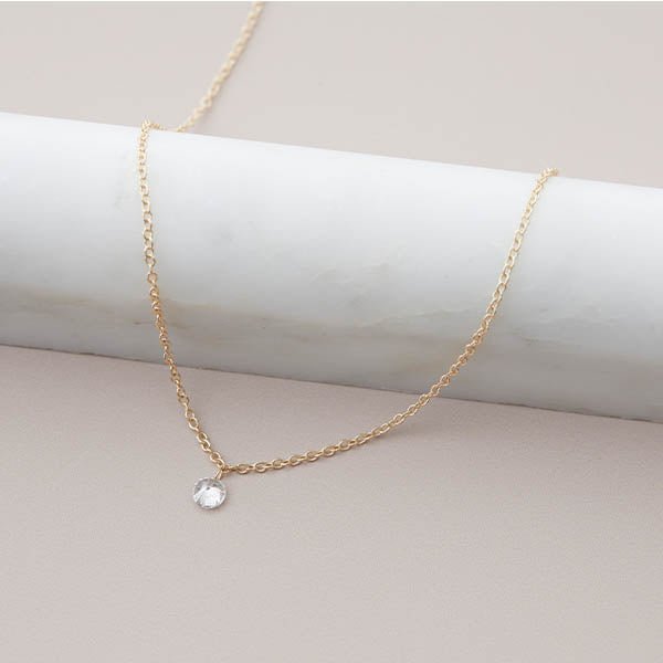Floating Diamond Solitaire Necklace - erin gallagher variant--14K-yellow-gold