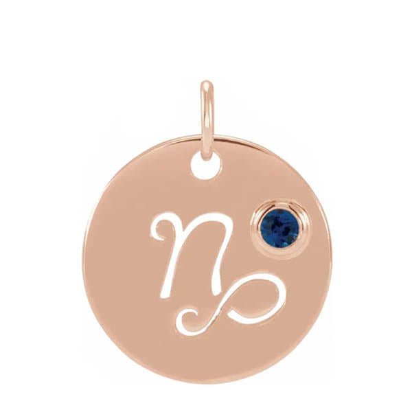 Gemstone Zodiac Charm - erin gallagher(Dec-22---Jan-19) variant--Capricorn variant--14K-rose-gold