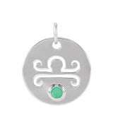 Gemstone Zodiac Charm - erin gallagher(Sep-23---Oct-22) variant--Libra variant--Sterling-silver variant--14K-white-gold