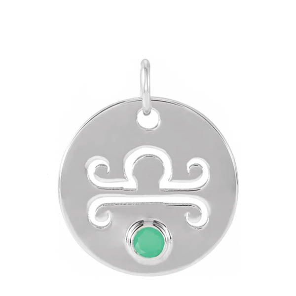 Gemstone Zodiac Charm - erin gallagher(Sep-23---Oct-22) variant--Libra variant--Sterling-silver variant--14K-white-gold