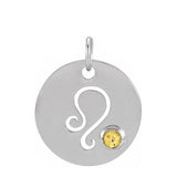 Gemstone Zodiac Charm - erin gallagher variant--Leo variant--Sterling-silver variant--14K-white-gold