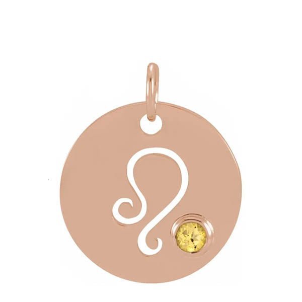 Gemstone Zodiac Charm - erin gallagher variant--Leo variant--14K-rose-gold