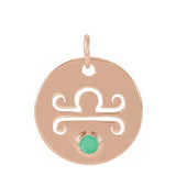 Gemstone Zodiac Charm - erin gallagher(Sep-23---Oct-22) variant--Libra variant--14K-rose-gold