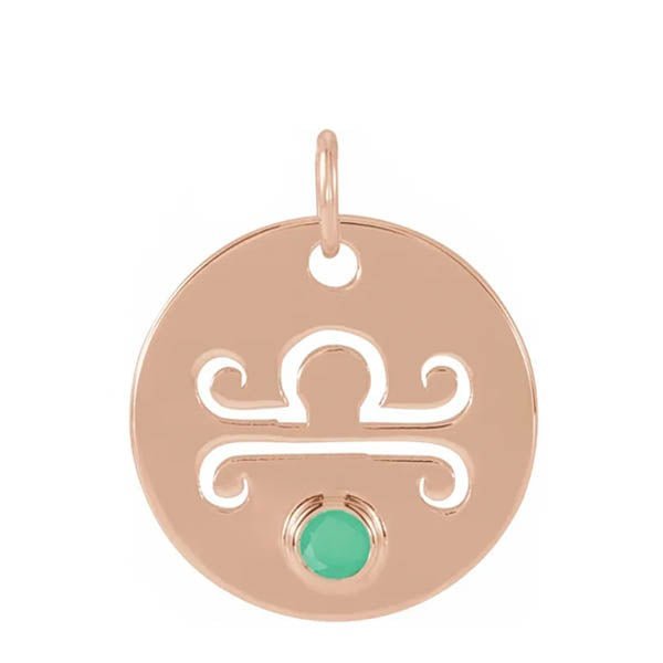 Gemstone Zodiac Charm - erin gallagher(Sep-23---Oct-22) variant--Libra variant--14K-rose-gold