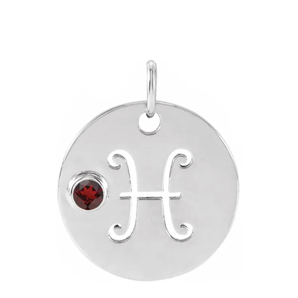 Gemstone Zodiac Charm - erin gallagher(Feb-19---Mar-20) variant--Pisces variant--Sterling-silver variant--14K-white-gold