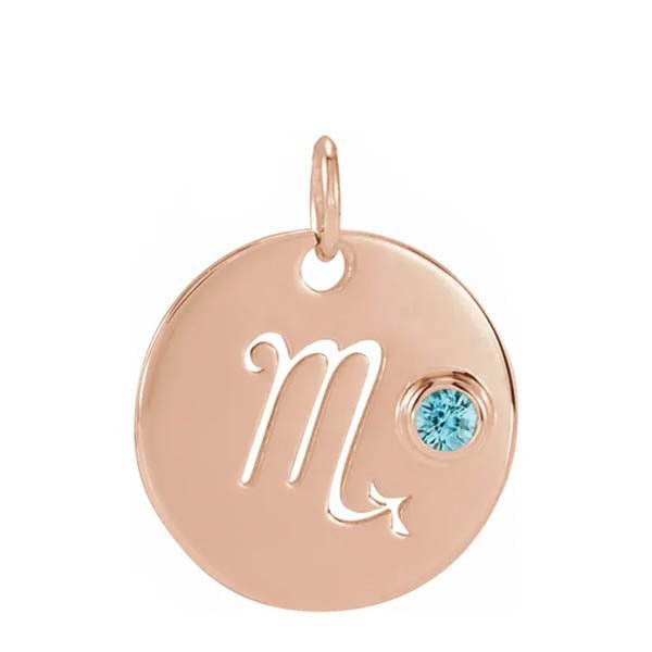 Gemstone Zodiac Charm - erin gallagher(Oct-23---Nov-21) variant--Scorpio variant--14K-rose-gold