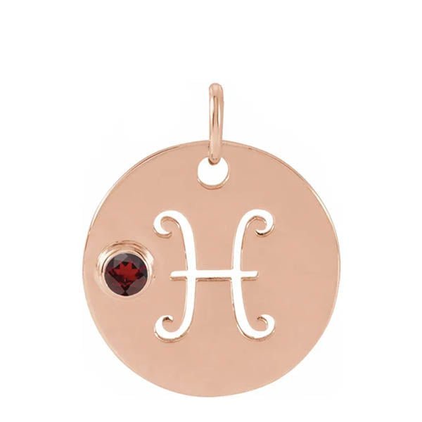 Gemstone Zodiac Charm - erin gallagher(Feb-19---Mar-20) variant--Pisces variant--14K-rose-gold
