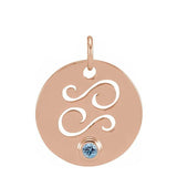 Gemstone Zodiac Charm - erin gallagher(Jan-20---Feb-18) variant--Cancer variant--14K-rose-gold