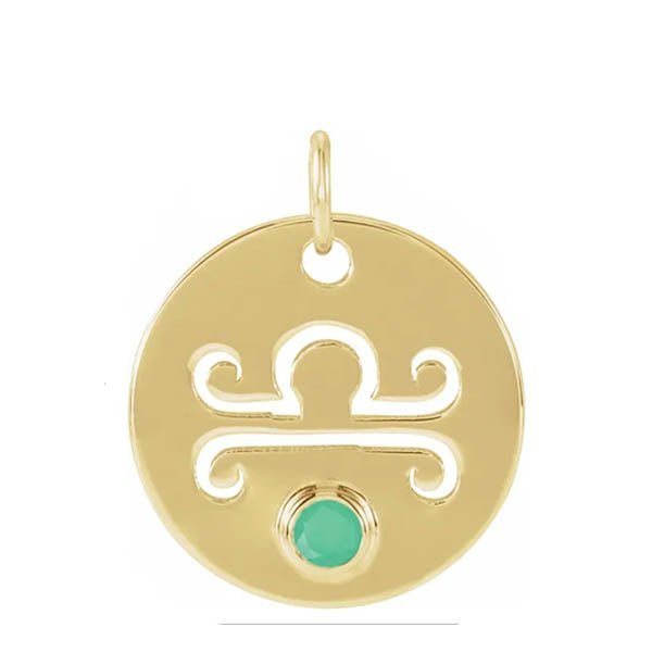 Gemstone Zodiac Charm - erin gallagher(Sep-23---Oct-22) variant--Libra variant--14K-yellow-gold