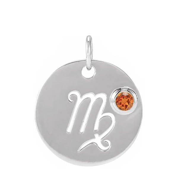 Gemstone Zodiac Charm - erin gallagher (Aug 23 - Sep 22) variant--Virgo variant--Sterling-silver variant--14K-white-gold