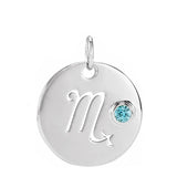 Gemstone Zodiac Charm - erin gallagher(Oct-23---Nov-21) variant--Scorpio variant--Sterling-silver variant--14K-white-gold
