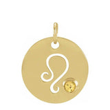 Gemstone Zodiac Charm - erin gallagher variant--Leo variant--14K-yellow-gold