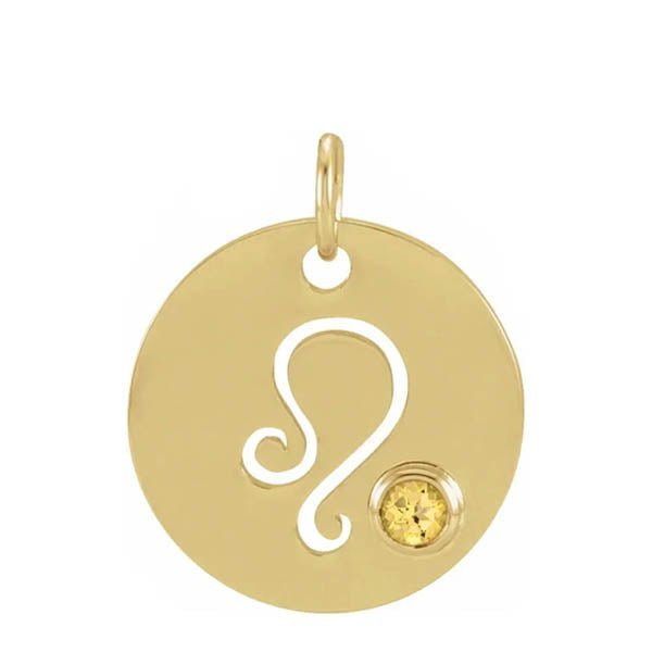Gemstone Zodiac Charm - erin gallagher variant--Leo variant--14K-yellow-gold
