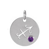Gemstone Zodiac Charm - erin gallagher(Nov-22---Dec 21) variant--Sagittarius variant--Sterling-silver variant--14K-white-gold