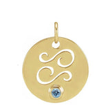Gemstone Zodiac Charm - erin gallagher variant--Cancer variant--14K-yellow-gold