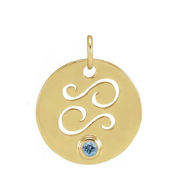 Gemstone Zodiac Charm - erin gallagher variant--Cancer variant--14K-yellow-gold