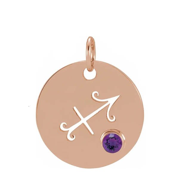 Gemstone Zodiac Charm - erin gallagher(Nov-22---Dec 21) variant--Sagittarius variant--14K-rose-gold
