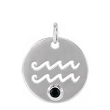 Gemstone Zodiac Charm - erin gallagher(Jan-20---Feb-18) variant--Aquarius variant--Sterling-silver variant--14K-white-gold