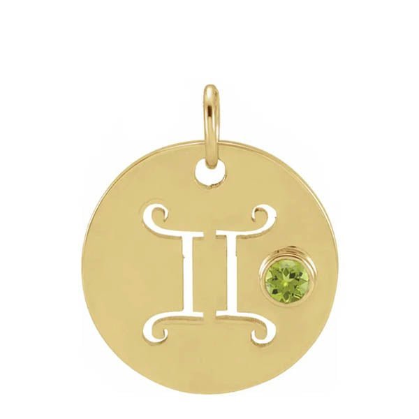 Gemstone Zodiac Charm - erin gallagher(May-21---Jun-20) variant--Gemini variant--14K-yellow-gold