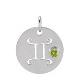 Gemstone Zodiac Charm - erin gallagher(May-21---Jun-20) variant--Gemini variant--Sterling-silver variant--14K-white-gold