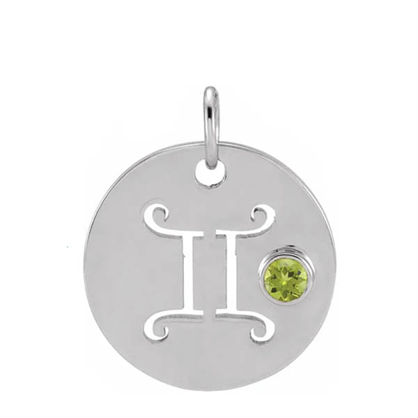 Gemstone Zodiac Charm - erin gallagher(May-21---Jun-20) variant--Gemini variant--Sterling-silver variant--14K-white-gold