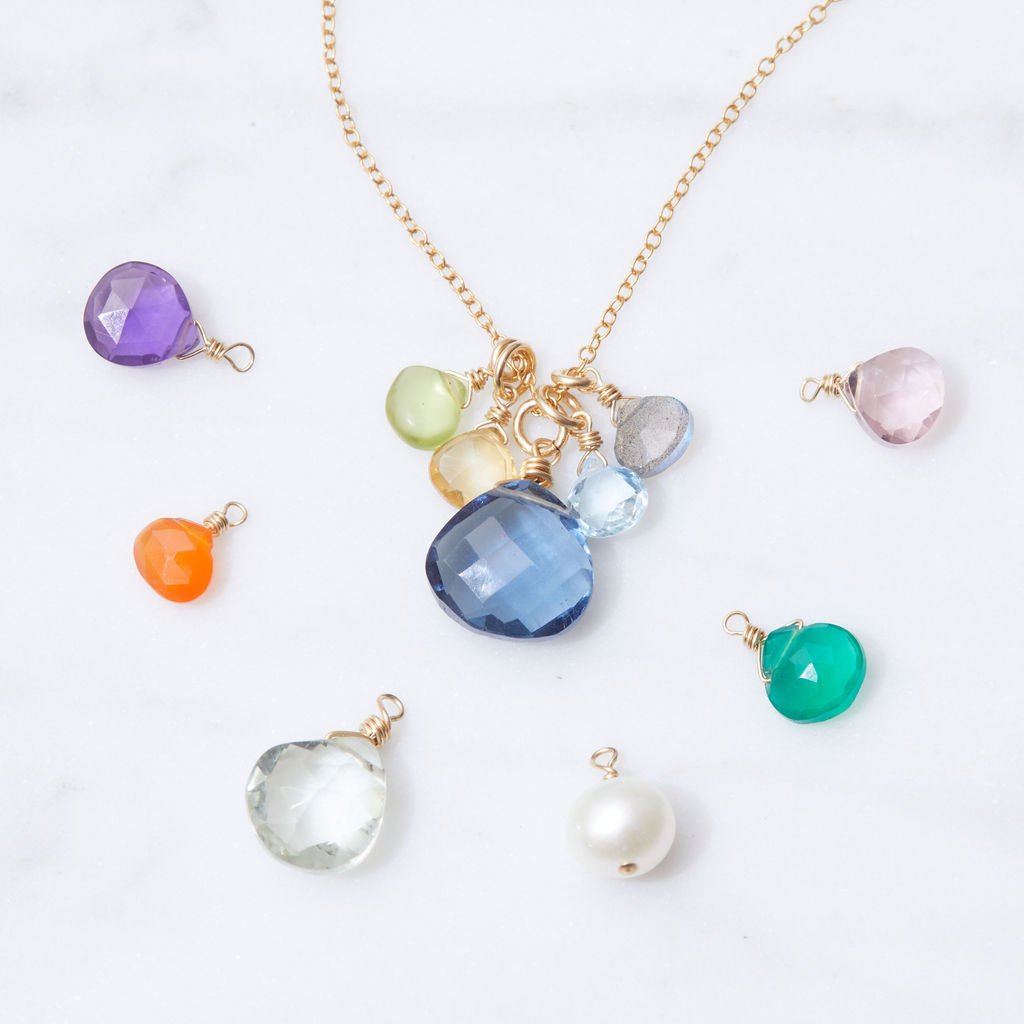 Gift-ready 14K gold necklace with personalized gemstones