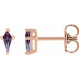 Kite Shaped Gemstone Stud Earrings - erin gallagher variant--Alexandrite variant--14K-rose-gold