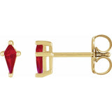Kite Shaped Gemstone Stud Earrings - erin gallagher variant--Ruby variant--14K-yellow-gold