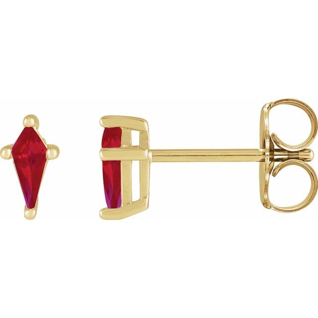Kite Shaped Gemstone Stud Earrings - erin gallagher variant--Ruby variant--14K-yellow-gold
