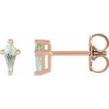 Kite Shaped Gemstone Stud Earrings - erin gallagher variant--Green-Sapphire variant--14K-rose-gold