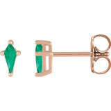 Kite Shaped Gemstone Stud Earrings - erin gallagher variant--Emerald variant--14K-rose-gold