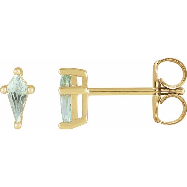 Kite Shaped Gemstone Stud Earrings - erin gallagher variant--Green-Sapphire variant--14K-yellow-gold