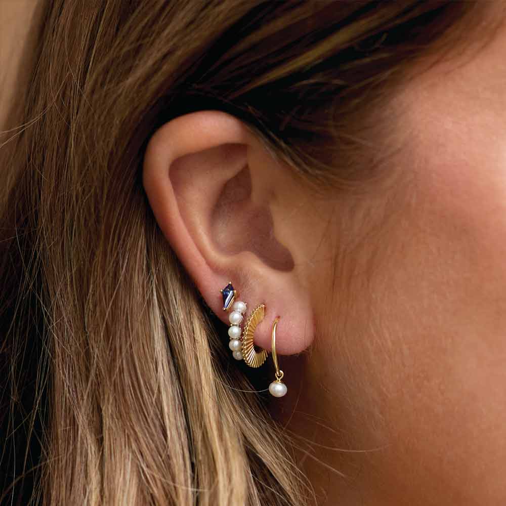 Kite Shaped Gemstone Stud Earrings - erin gallagher variant--Emerald variant--14K-yellow-gold