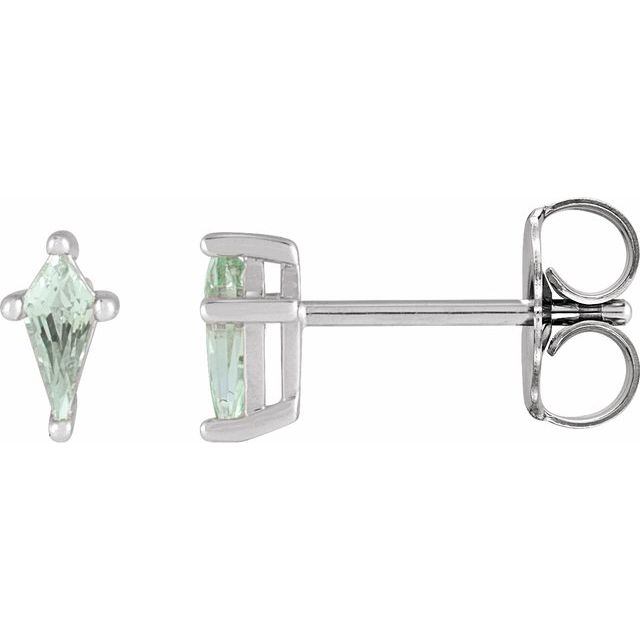 Kite Shaped Gemstone Stud Earrings - erin gallagher variant--Green-Sapphire variant--14K-white-gold variant--Sterling-silver