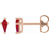 Kite Shaped Gemstone Stud Earrings - erin gallagher variant--Ruby variant--14K-rose-gold