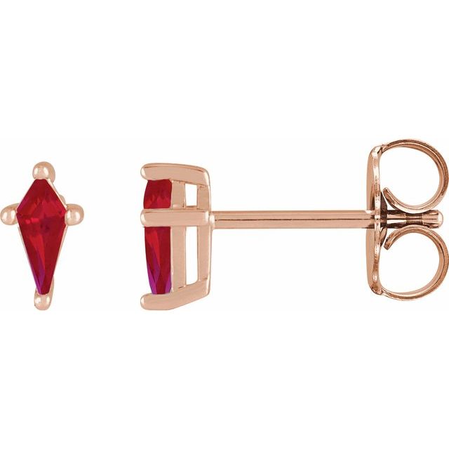 Kite Shaped Gemstone Stud Earrings - erin gallagher variant--Ruby variant--14K-rose-gold