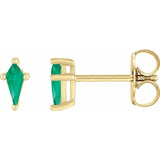 Kite Shaped Gemstone Stud Earrings - erin gallagher variant--Emerald variant--14K-yellow-gold