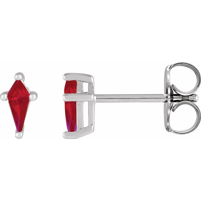 Kite Shaped Gemstone Stud Earrings - erin gallagher variant--Ruby variant--14K-white-gold variant--Sterling-silver