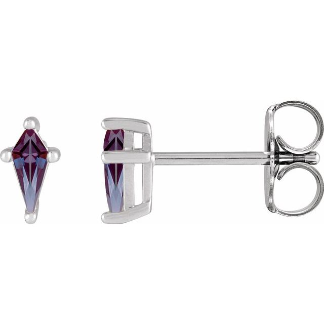 Kite Shaped Gemstone Stud Earrings - erin gallagher variant--Alexandrite variant--14K-white-gold variant--Sterling-silver