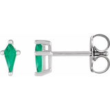 Kite Shaped Gemstone Stud Earrings - erin gallagher variant--Emerald variant--14K-white-gold variant--Sterling-silver