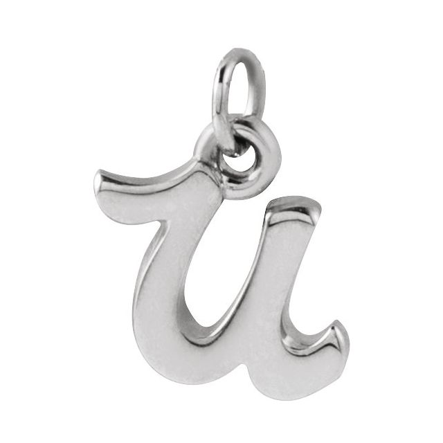 Lowercase Initial Charm - erin gallagher variant--U variant--Sterling-silver variant--14K-white-gold