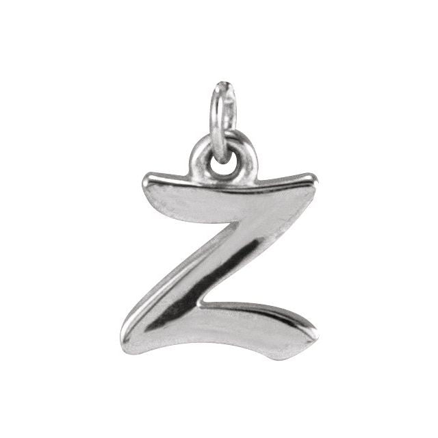 Lowercase Initial Charm - erin gallagher variant--Z variant--Sterling-silver variant--14K-white-gold