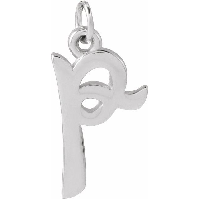 Lowercase Initial Charm - erin gallagher variant--P variant--Sterling-silver variant--14K-white-gold