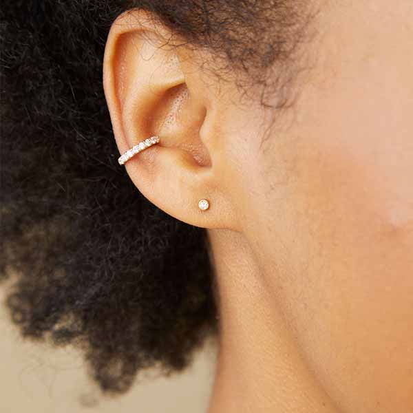 Micro-bezel Diamond Studs - erin gallagher yellow gold variant--14K-yellow-gold