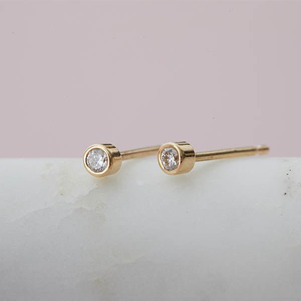 Micro-bezel Diamond Studs - erin gallagher yellow gold variant--14K-yellow-gold