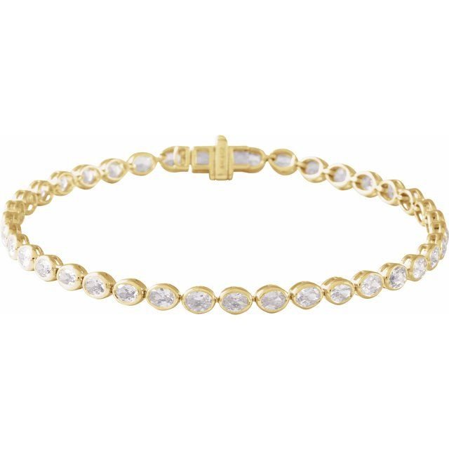 Oval-cut lab-grown diamonds set in 14K gold tennis bracelet yellow gold variant--14K-yellow-gold