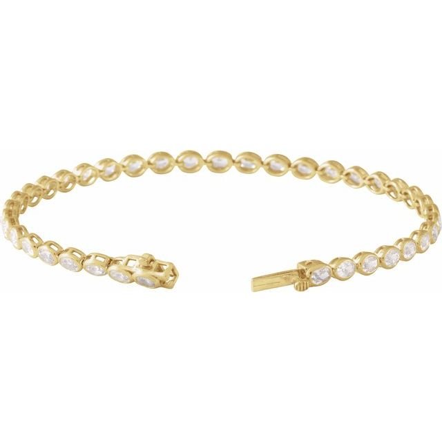 Diamond tennis bracelet clasp and oval stone detail yellow gold variant--14K-yellow-gold