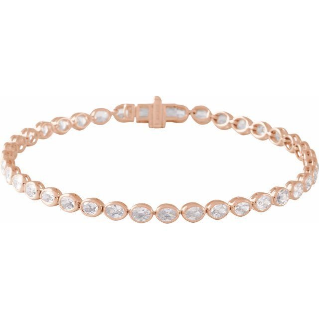 Oval-cut lab-grown diamond tennis bracelet in 14K rose gold rose gold variant--14K-rose-gold