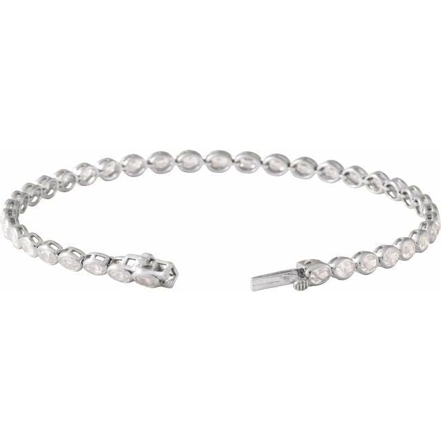 white gold Oval Cut 4 9/10CTW Lab-Grown Diamond Tennis Bracelet clasp detail white gold variant--14K-white-gold
